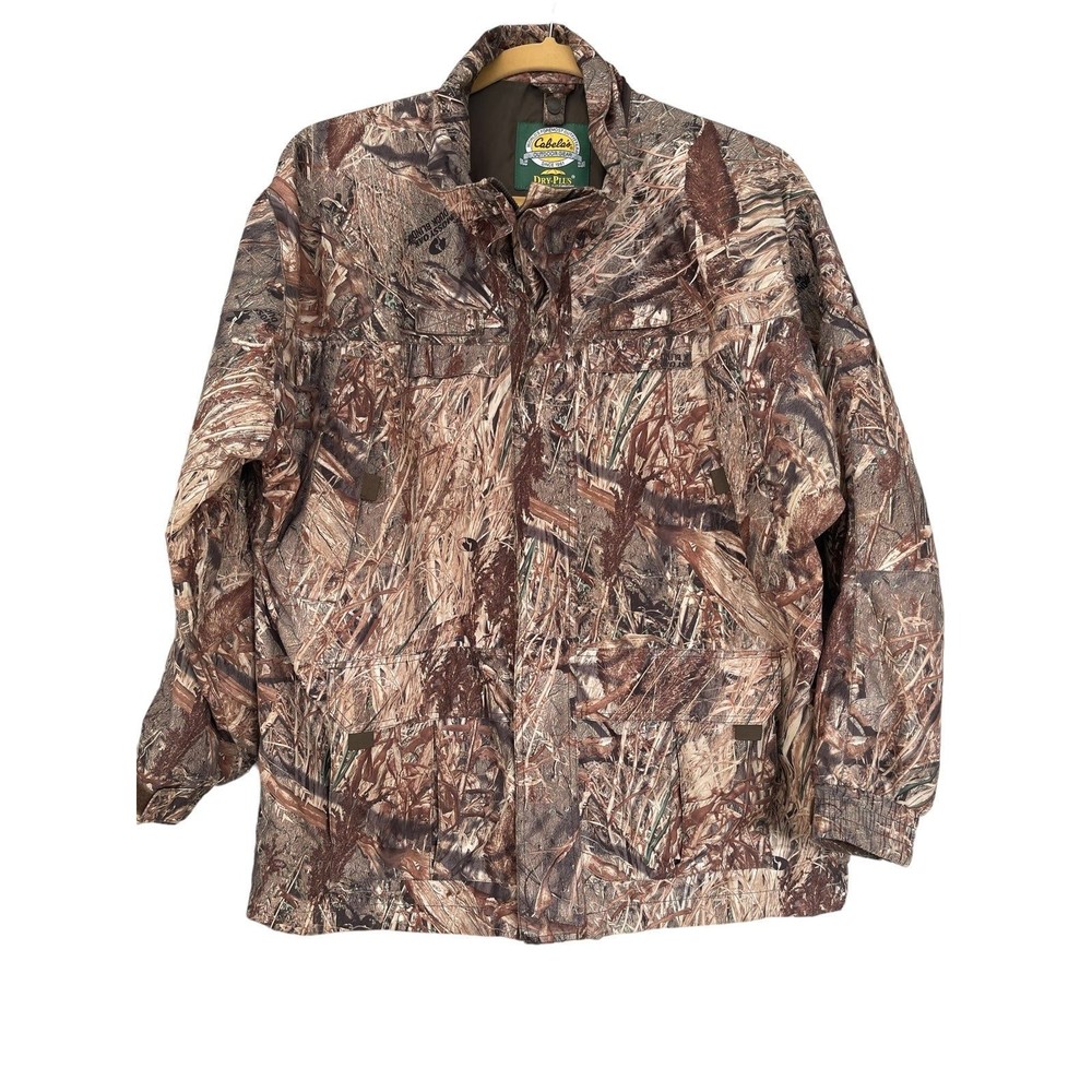 Cabelas Dry-Plus brown camouflage double zippered jacket size Large regular